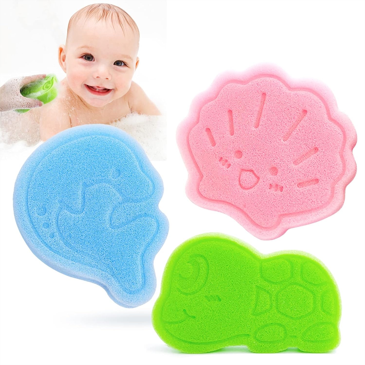 Baby Products For Bathing - Baby Bath Sponge Set 3Pcs Cute
