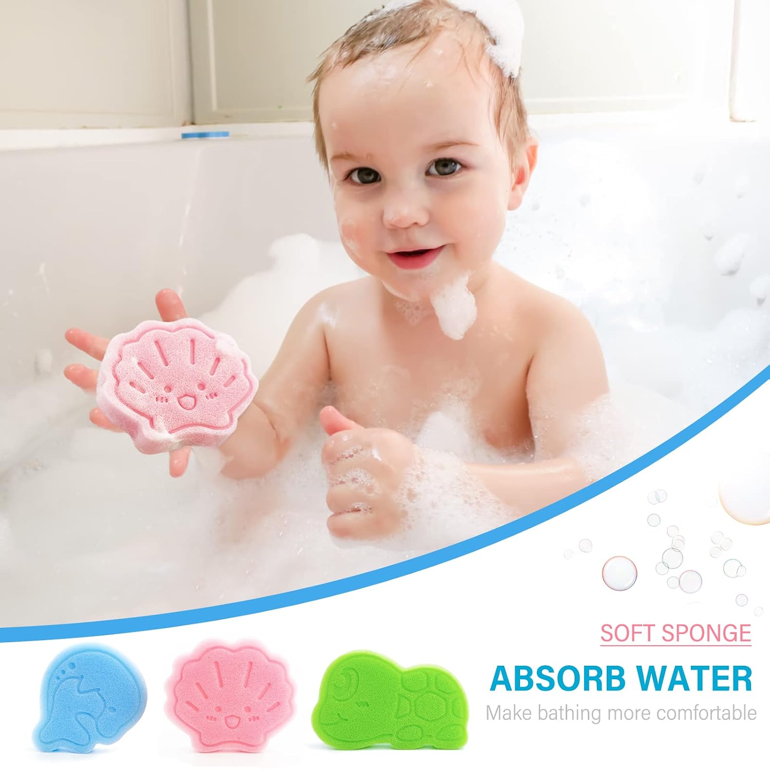 Baby Bath Sponge Set 3Pcs Cute - Baby Products For Bathing ulasan dan harga