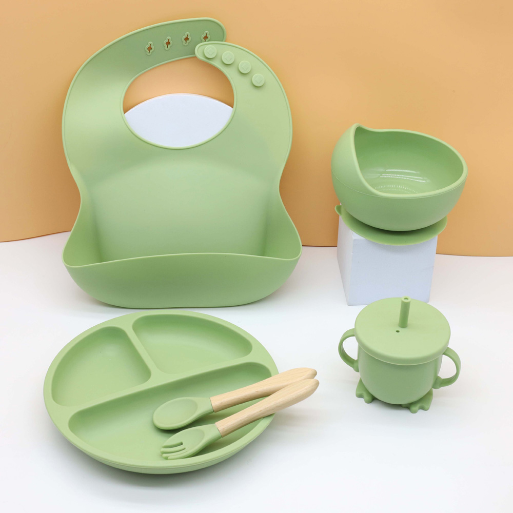 Hot baby food tableware set bi - Silicone Baby Bibs ulasan dan harga