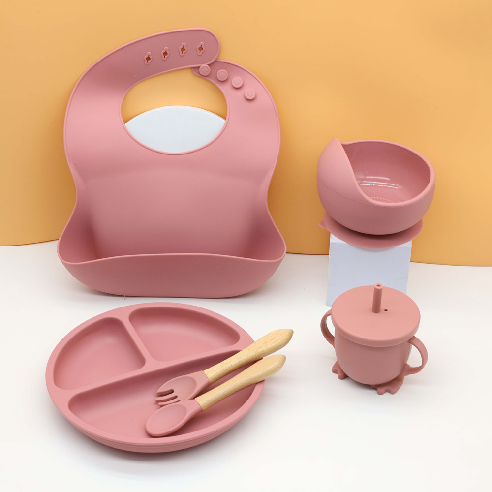 Hot baby food tableware set bi - Silicone Baby Bibs ulasan dan harga