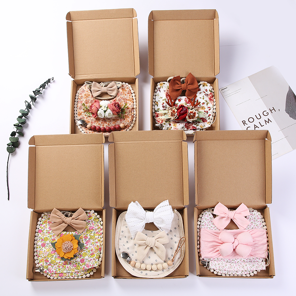 4Pcs/Set Flower Print Baby Bib - Silicone Baby Bibs ulasan dan harga